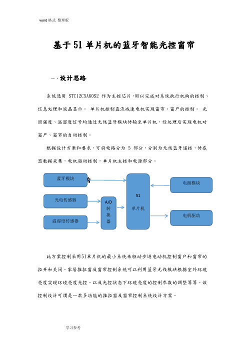 基于51单片机的蓝牙智能光控窗帘