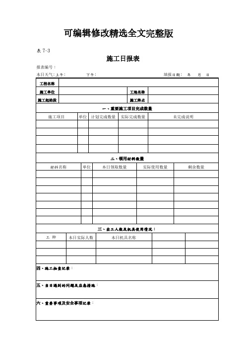 工程进度日报表精选全文完整版