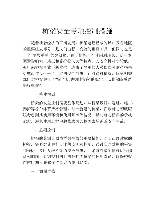 桥梁安全专项控制措施