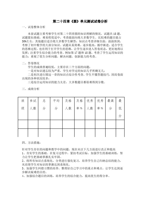 九年级数学《圆》单元测试分析