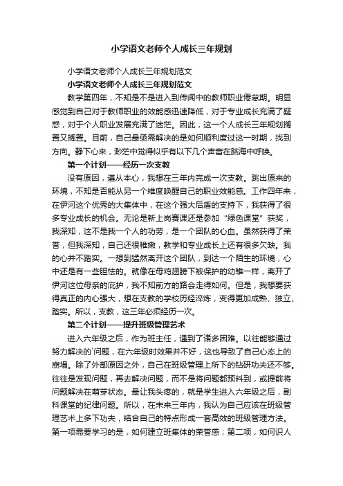 小学语文老师个人成长三年规划范文