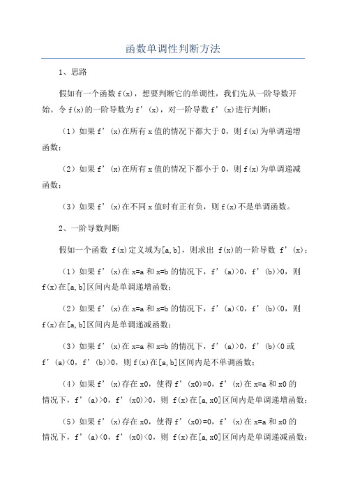 函数单调性判断方法