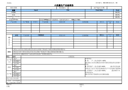 小批量生产总结报告