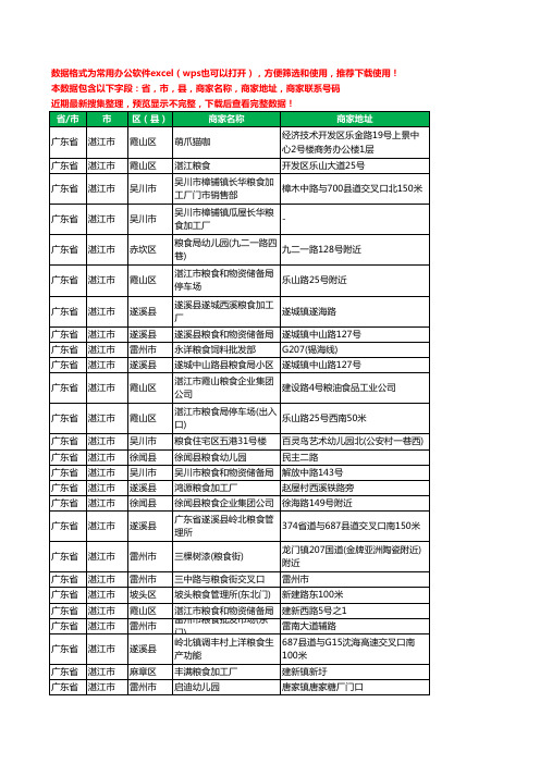 2020新版广东省湛江市粮食工商企业公司商家名录名单黄页联系电话号码地址大全64家