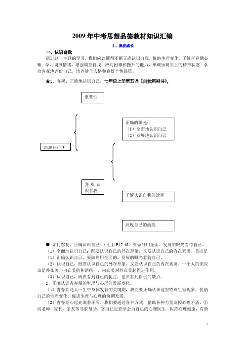 2009年中考思想品德教材知识汇编