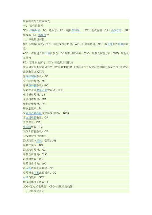 线管敷设方式及字母代号