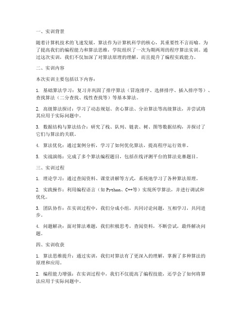 程序算法实训总结报告范文