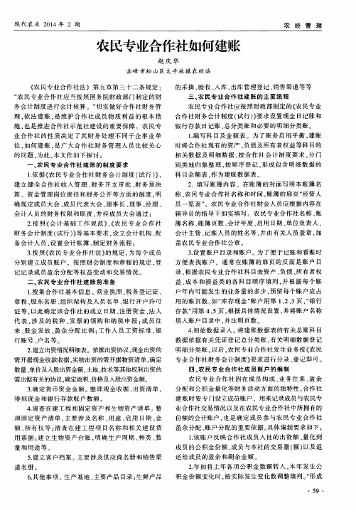 农民专业合作社如何建账