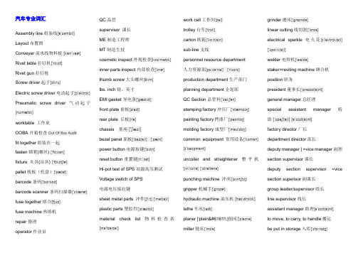 汽车制造专业英语词汇大全(4000词条)