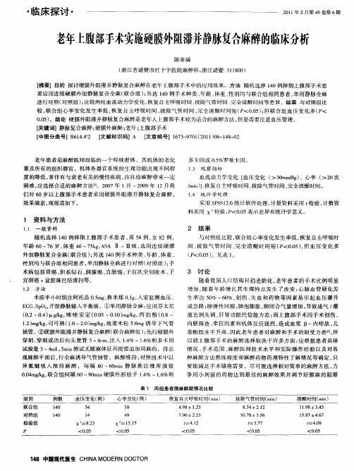 老年上腹部手术实施硬膜外阻滞并静脉复合麻醉的临床分析