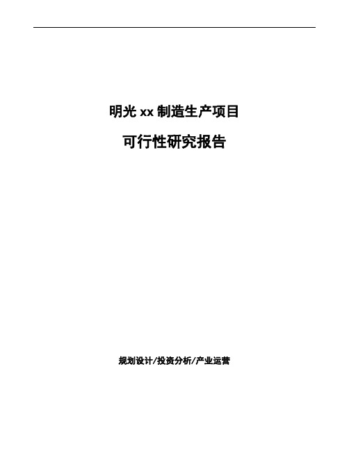 明光企业投资项目可行性研究报告