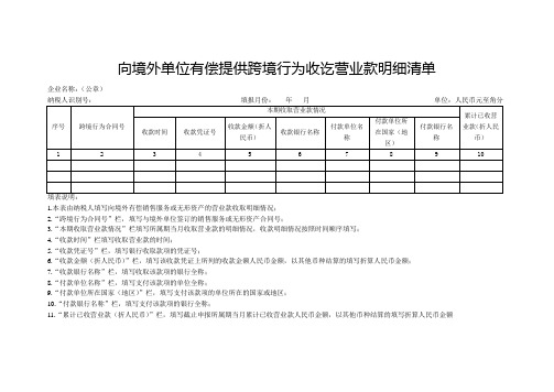 向境外单位有偿提供跨境行为收讫营业款明细清单.doc