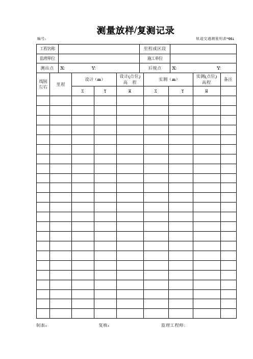 城市轨道交通测量用表