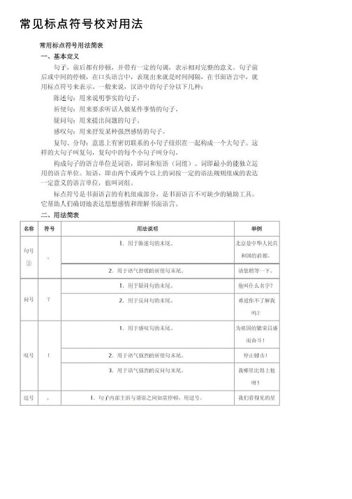 常见标点符号校对用法