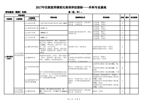 住院医师规范化培训评估指标——外科专业基地