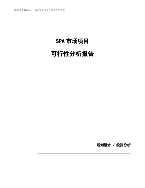 SPA市场项目可行性分析报告(模板参考范文)