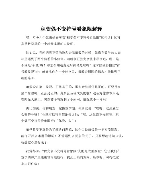 积变偶不变符号看象限解释