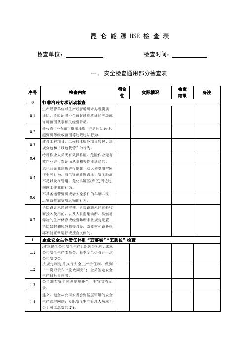 HSE检查表