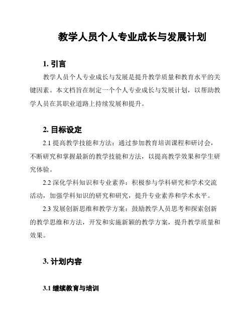 教学人员个人专业成长与发展计划