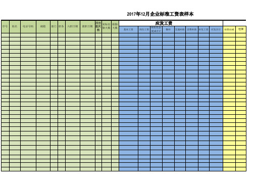 2017年12月企业标准工资表样本