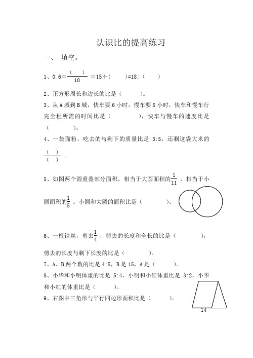 六年级上数学单元测试-认识比-苏教版