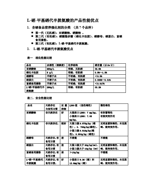 L-硒-甲基硒代半胱氨酸的性能优点