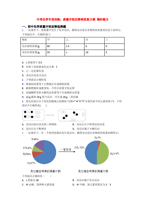 中考化学专项训练：质量守恒定律培优复习课 课时练习