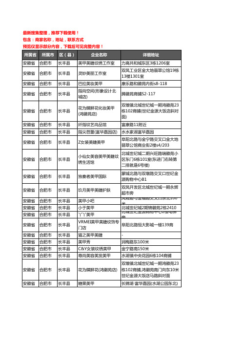 新版安徽省合肥市长丰县美甲企业公司商家户名录单联系方式地址大全21家