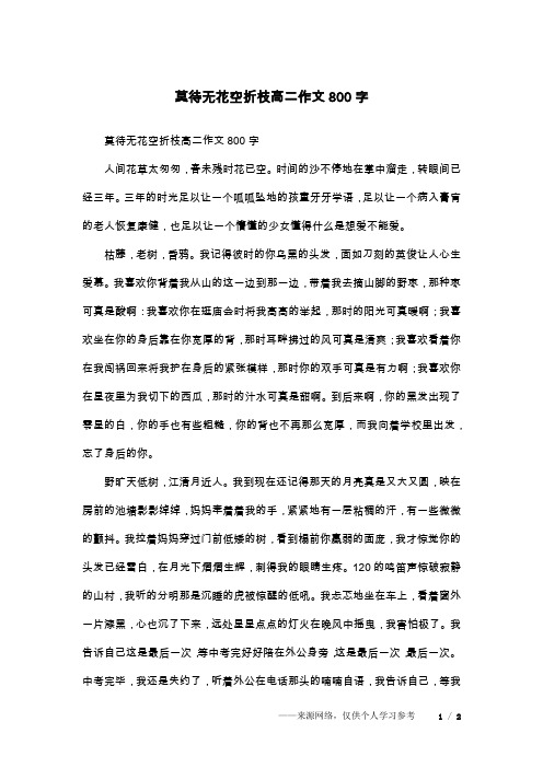 莫待无花空折枝高二作文800字