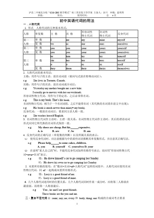 中考英语总复习----代词导学案(最新整理)