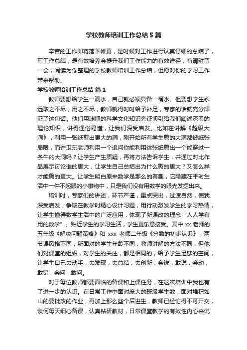 学校教师培训工作总结5篇