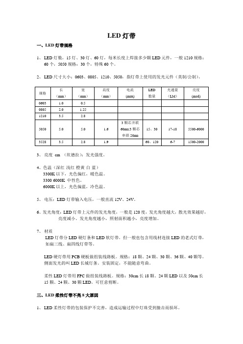 LED灯带参数及施工说明