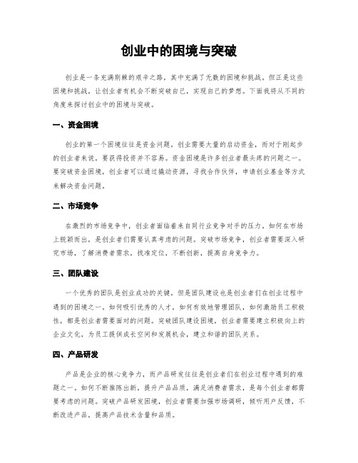 创业中的困境与突破