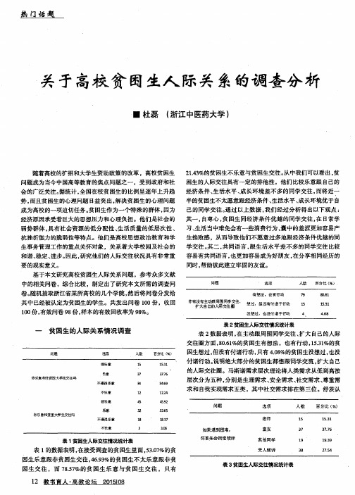 关于高校贫困生人际关系的调查分析