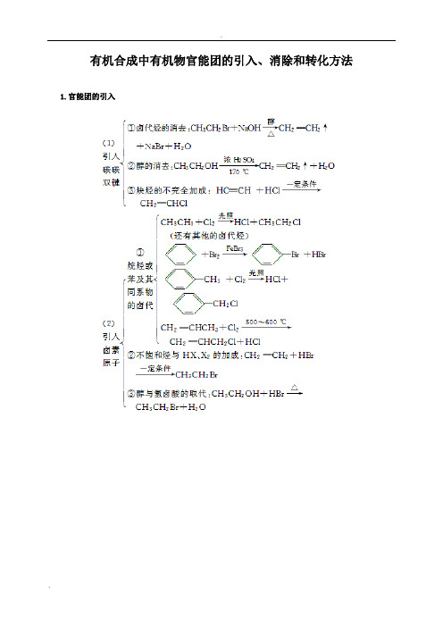 有机合成中有机物官能团的引入、消除和转化方法