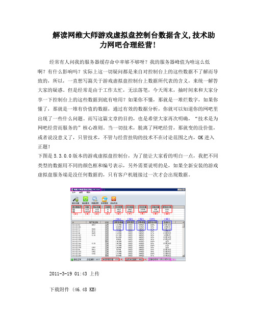 解读网维大师游戏虚拟盘控制台数据含义