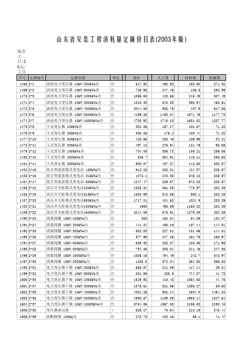 第二册电气安装价目表(2003)