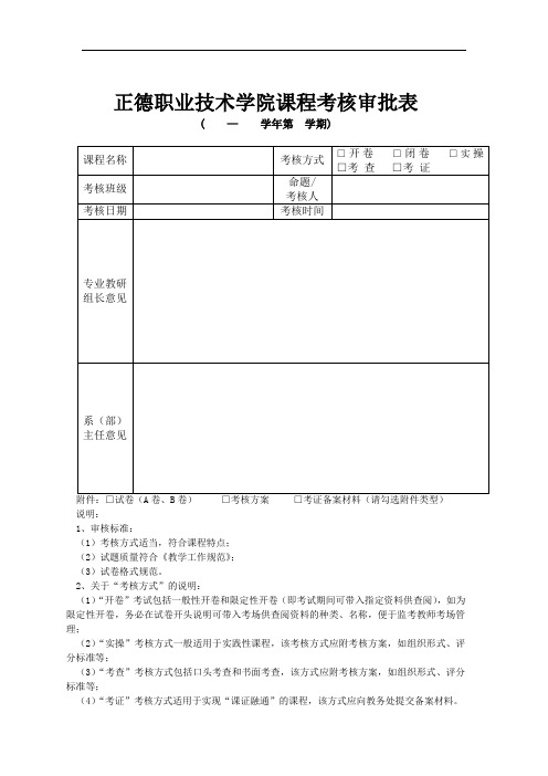 课程考核审批表