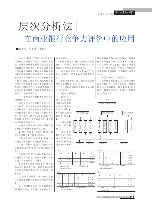 层次分析法在商业银行竞争力评价中的应用