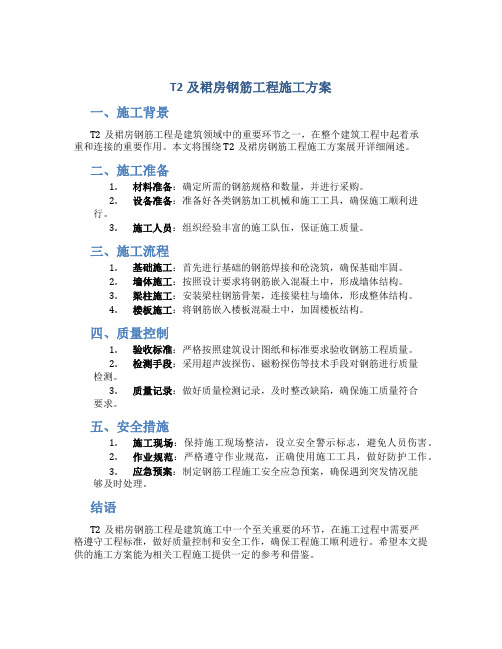 T2及裙房钢筋工程施工方案