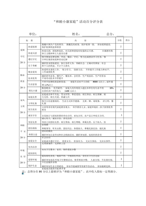 和谐家庭考核表