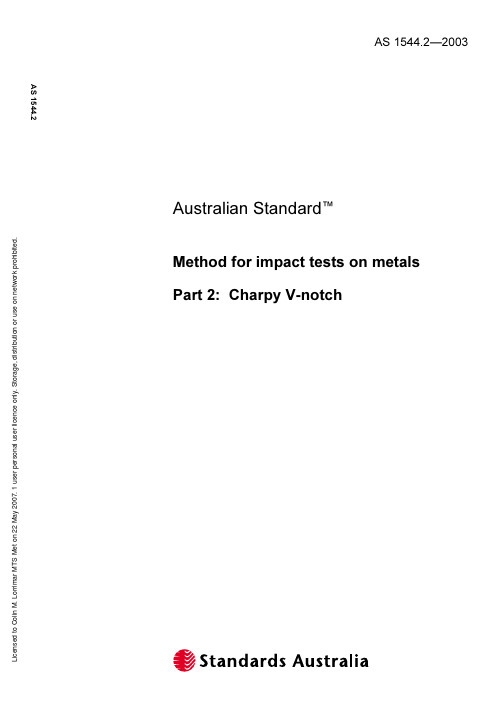 AS 1544.2-2003 Methods For Impact Tests On Metals - Charpy V-notch