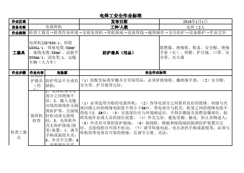 安全标准化电焊作业安全作业标准