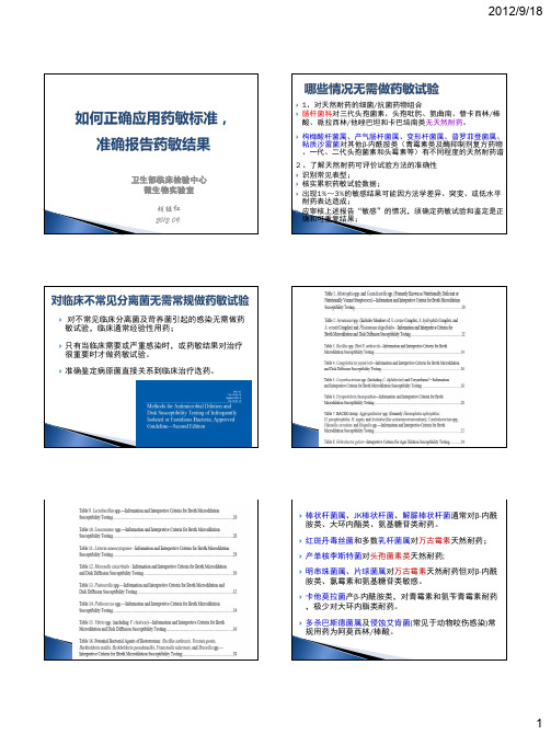 如何正确应用药敏标准,准确报告药敏结果 -质评大会(讲)