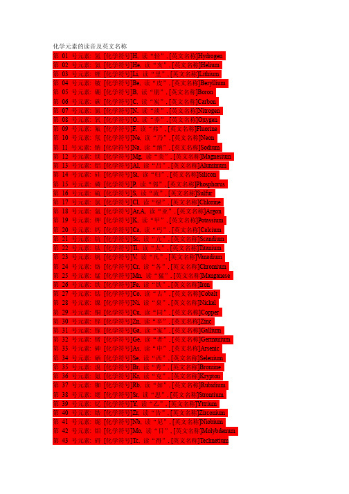 化学元素读音