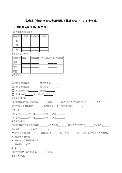 备考小升初语文知识专项训练(基础知识一)：5查字典