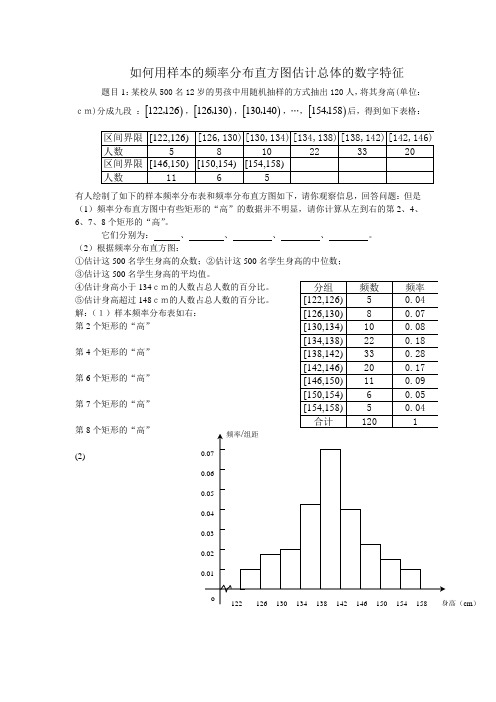 如何用样本的频率分布直方图估计总体的数字特征