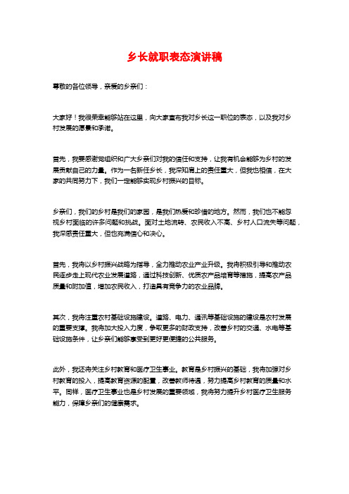 乡长就职表态演讲稿