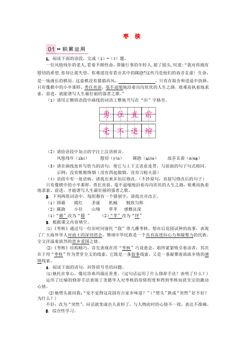 2017秋八年级语文上册第二单元5枣核习题苏教版