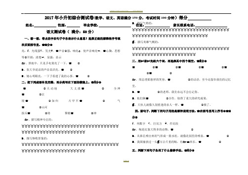 人教版小升初语文试卷及答案